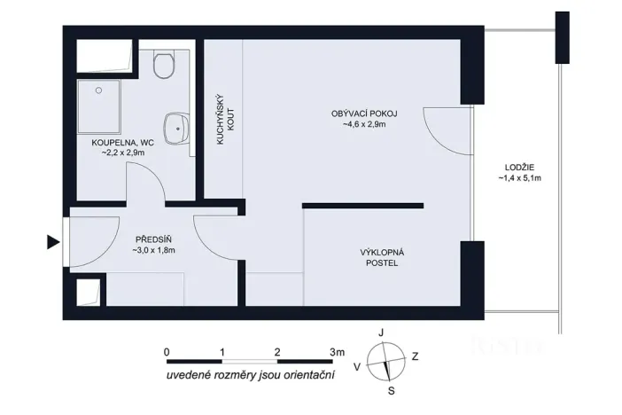 Pronájem bytu 1+kk, České Budějovice, Vrbenská, 32 m2