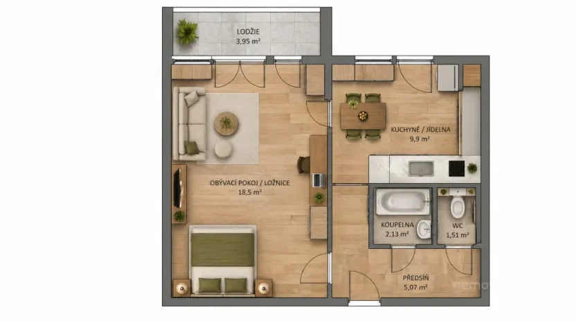 Pronájem bytu 1+1, Brno - Lesná, Brožíkova, 38 m2