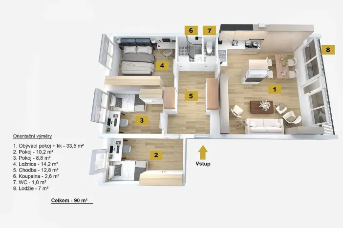 Prodej bytu 4+kk, Praha - Smíchov, K Závěrce, 90 m2