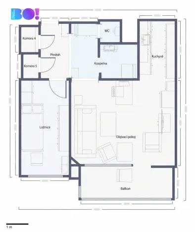 Prodej bytu 2+kk, Brno, Oderská, 47 m2