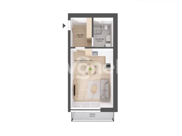 Pronájem bytu 1+kk, Otrokovice, Moravní, 40 m2