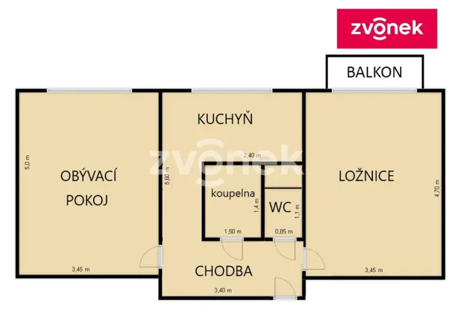 Prodej bytu 2+1, Uherské Hradiště, 56 m2