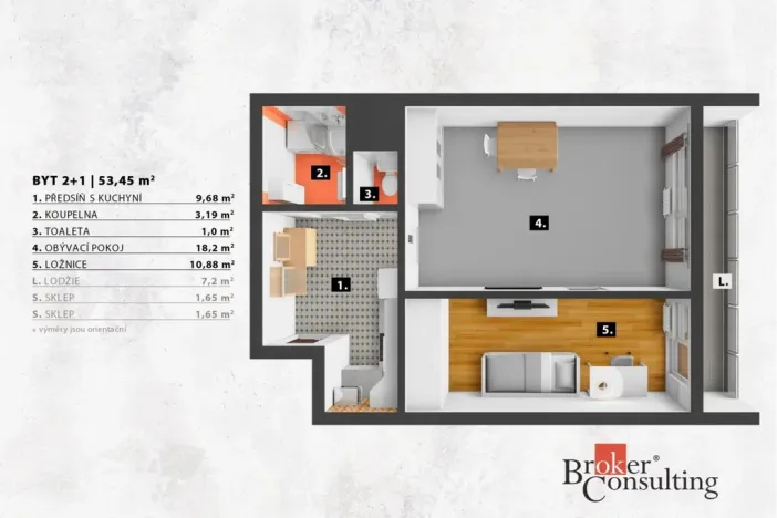 Pronájem bytu 2+1, Praha - Modřany, K otočce, 53 m2