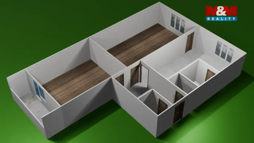 Prodej bytu 2+1, Podbořany, Sídliště Míru, 66 m2