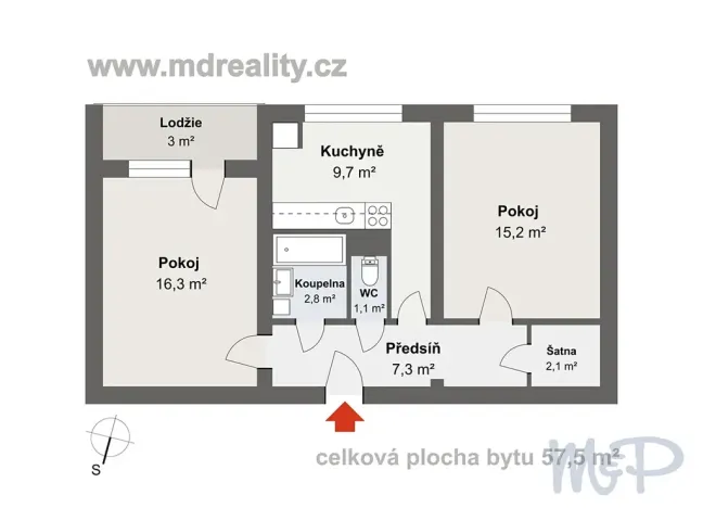 Prodej bytu 2+1, Jihlava, Žižkova, 57 m2