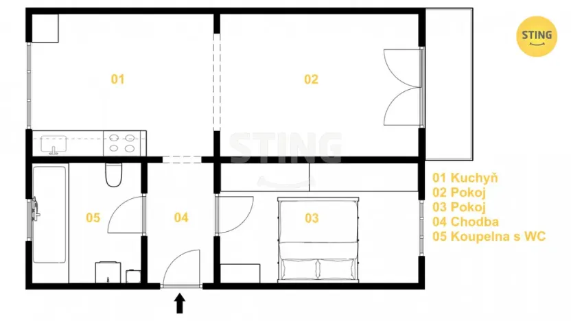 Prodej bytu 2+kk, Ostrava, Jubilejní, 49 m2