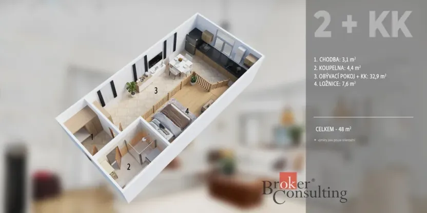Prodej atypického bytu, Jihlava, Březinovy sady, 48 m2
