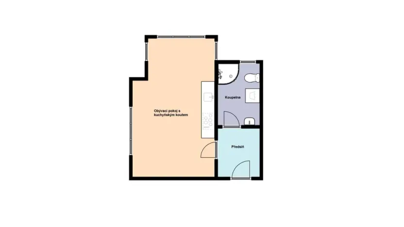 Pronájem bytu 1+kk, Praha - Podolí, Pravá, 20 m2