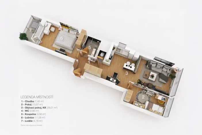Pronájem bytu 3+kk, Praha - Libeň, Přádova, 73 m2