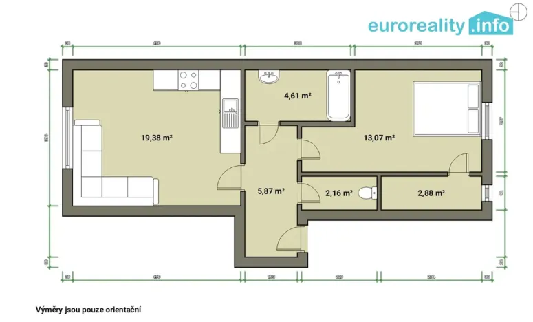 Prodej bytu 2+kk, Cheb, Vančurova, 48 m2