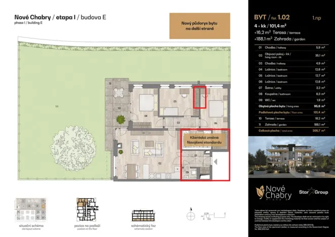 Prodej bytu 4+kk, Praha - Dolní Chabry, Tušimická, 101 m2