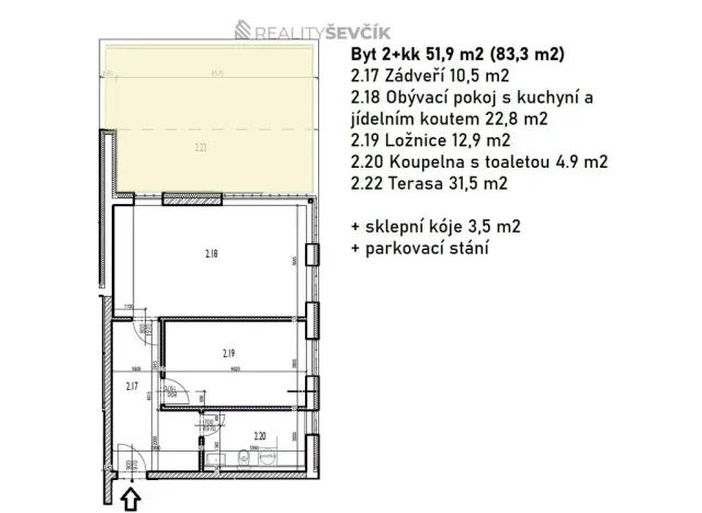 Pronájem bytu 2+kk, Hluboká nad Vltavou, Karla Čapka, 51 m2