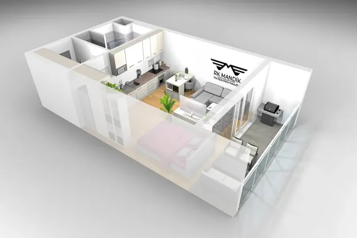 Pronájem bytu 1+kk, Praha - Střížkov, Roudnická, 36 m2