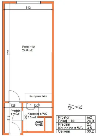 Pronájem bytu 1+kk, Pardubice - Zelené Předměstí, Jana Palacha, 30 m2