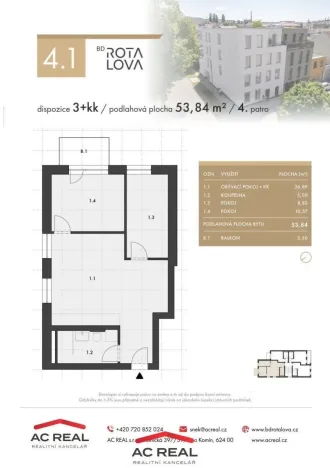 Prodej bytu 3+kk, Brno, Rotalova, 54 m2