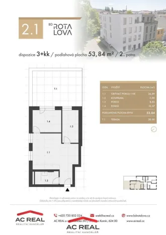 Prodej bytu 3+kk, Brno, Rotalova, 54 m2
