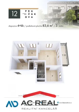 Prodej bytu 4+kk, Brno - Horní Heršpice, Pražákova, 83 m2