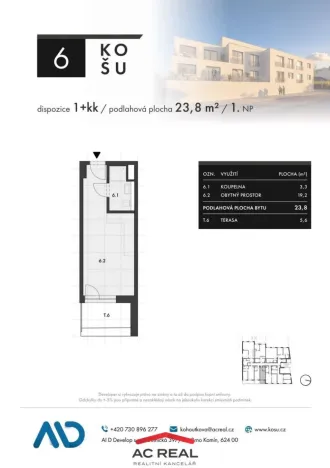Prodej bytu 1+kk, Brno, Košuličova, 24 m2