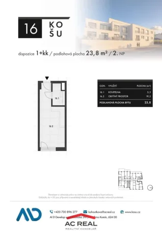 Prodej bytu 1+kk, Brno, Košuličova, 24 m2