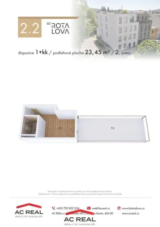 Prodej bytu 1+kk, Brno, Rotalova, 24 m2