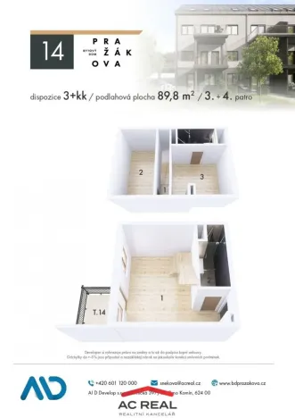 Prodej bytu 3+kk, Brno - Horní Heršpice, Pražákova, 90 m2