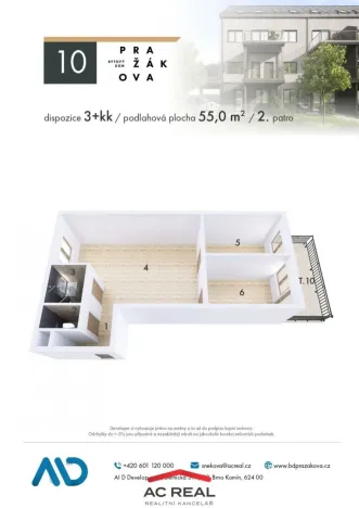 Prodej bytu 3+kk, Brno - Horní Heršpice, Pražákova, 55 m2