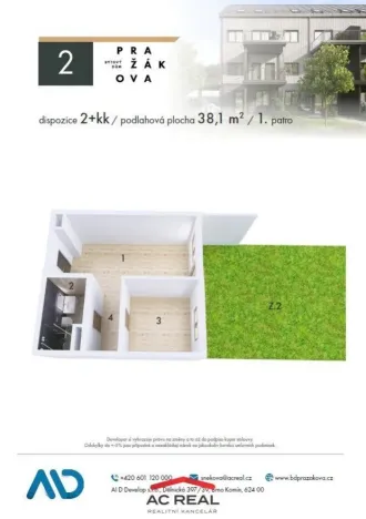 Prodej bytu 2+kk, Brno - Horní Heršpice, Pražákova, 37 m2