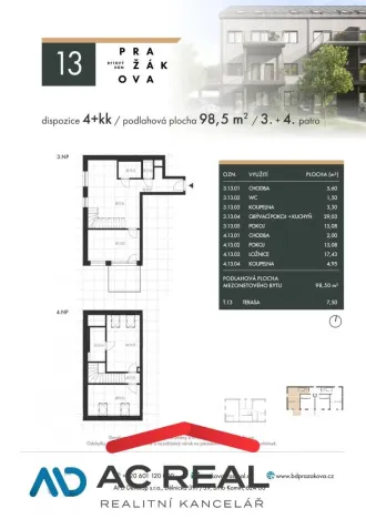 Prodej bytu 4+kk, Brno - Horní Heršpice, Pražákova, 98 m2