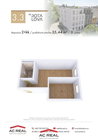 Prodej bytu 2+kk, Brno, Rotalova, 35 m2