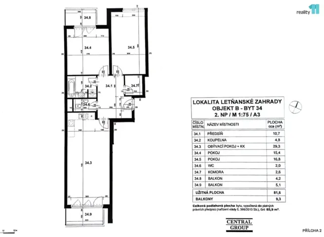 Prodej bytu 3+kk, Praha - Letňany, Kadečkové, 91 m2