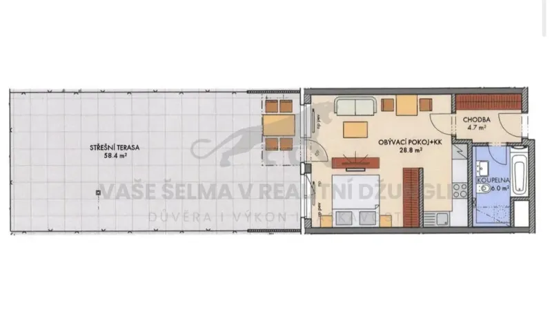 Prodej bytu 1+kk, Praha - Dolní Měcholupy, Honzíkova, 41 m2
