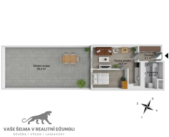 Prodej bytu 1+kk, Praha - Dolní Měcholupy, Honzíkova, 41 m2