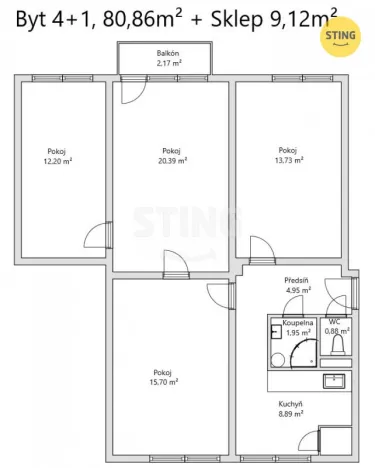 Prodej bytu 4+1, Prostějov, Olomoucká, 80 m2