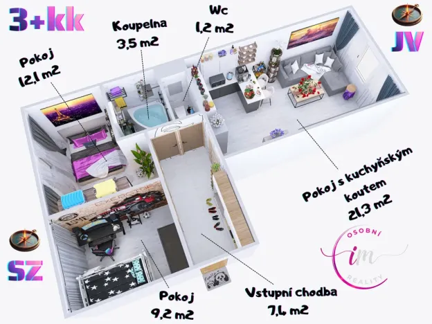 Prodej bytu 3+kk, Jihlava - Hruškové Dvory, 55 m2