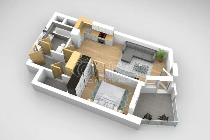 Pronájem bytu 2+kk, Praha - Stodůlky, Ferrariho, 60 m2