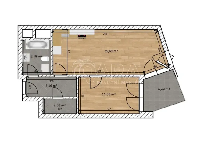 Pronájem bytu 2+kk, Praha - Stodůlky, Ferrariho, 60 m2