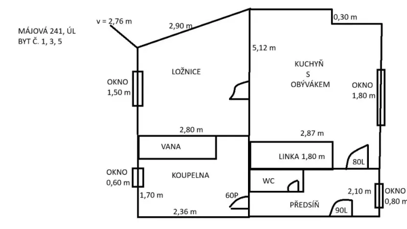 Pronájem bytu 2+kk, Ústí nad Labem - Neštěmice, Májová, 42 m2