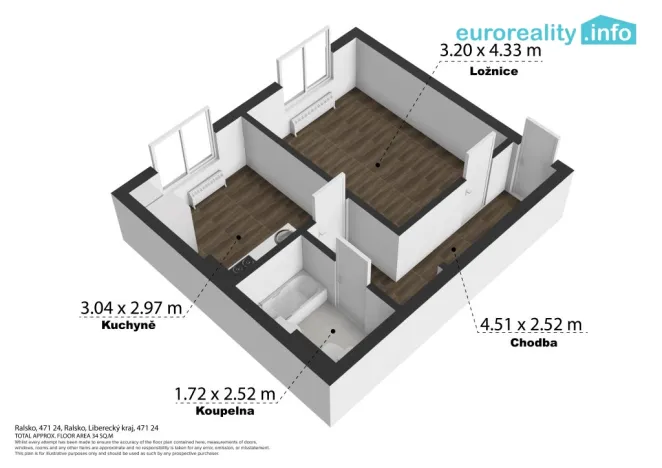 Prodej bytu 1+1, Ralsko - Kuřívody, 34 m2