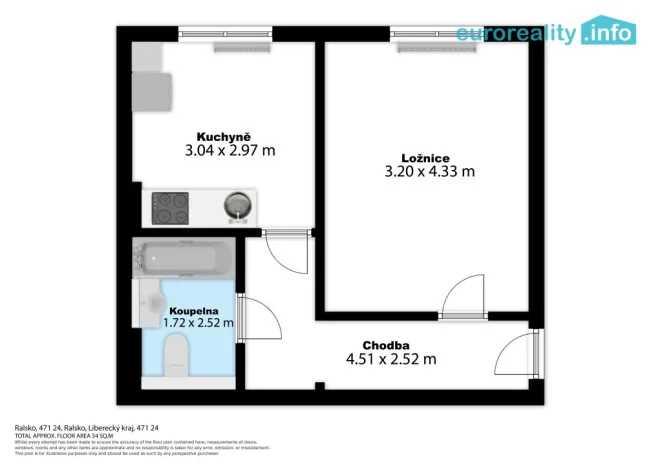 Prodej bytu 1+1, Ralsko - Kuřívody, 34 m2