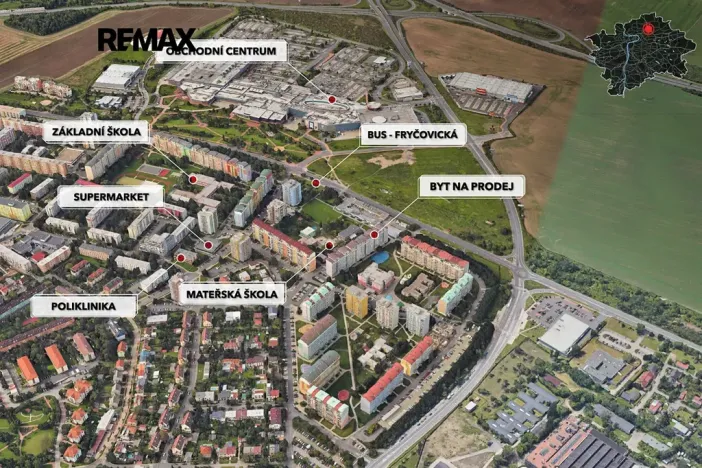 Prodej bytu 3+1, Praha - Letňany, Místecká, 68 m2