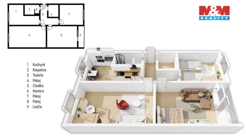 Prodej bytu 3+1, Smiřice, Gen. Govorova, 79 m2