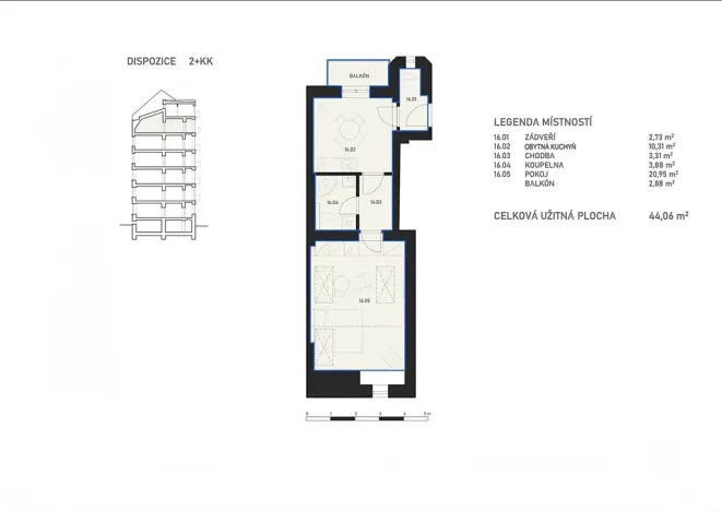 Pronájem bytu 2+kk, Brno, Cihlářská, 44 m2