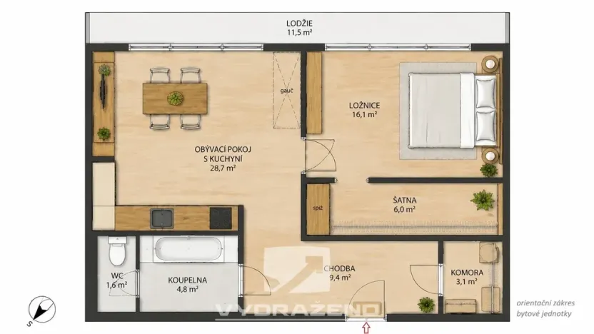 Prodej bytu 1+1, Teplice - Trnovany, Jana Koziny, 42 m2