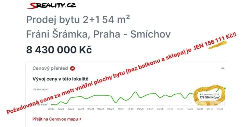 Prodej bytu 2+1, Praha - Smíchov, Fráni Šrámka, 54 m2