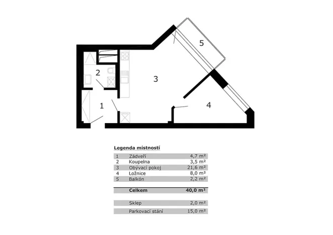 Pronájem bytu 2+kk, Brno, Nachová, 38 m2