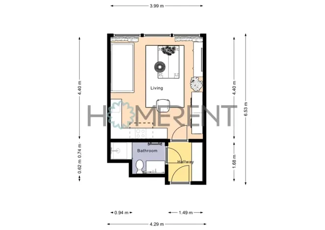 Pronájem bytu 1+kk, Praha - Vinohrady, Perucká, 26 m2