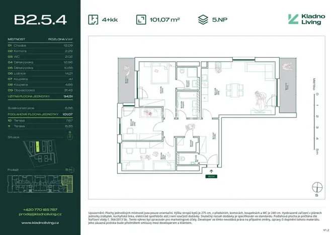 Prodej bytu 4+kk, Kladno, Pražská, 95 m2