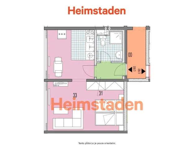 Pronájem bytu 1+kk, Karviná - Hranice, Slovenská, 36 m2
