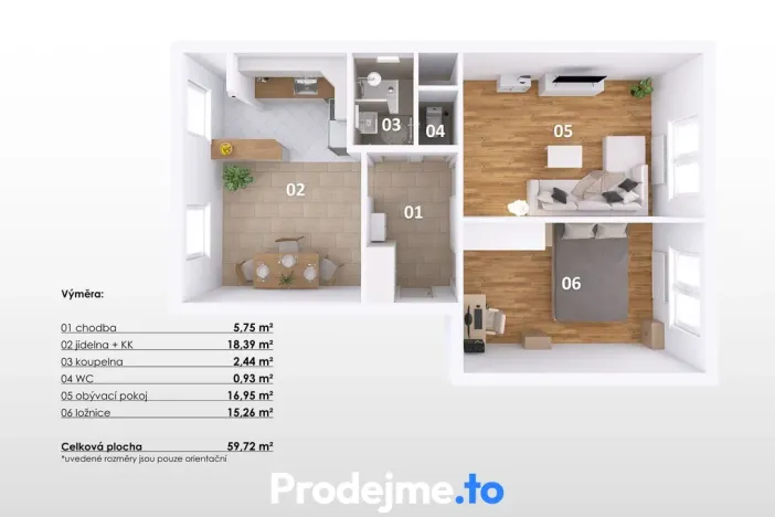 Prodej bytu 2+1, Pohořelice - Nová Ves, 60 m2