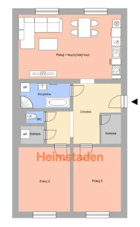 Pronájem bytu 3+kk, Ostrava - Poruba, Alšovo náměstí, 82 m2